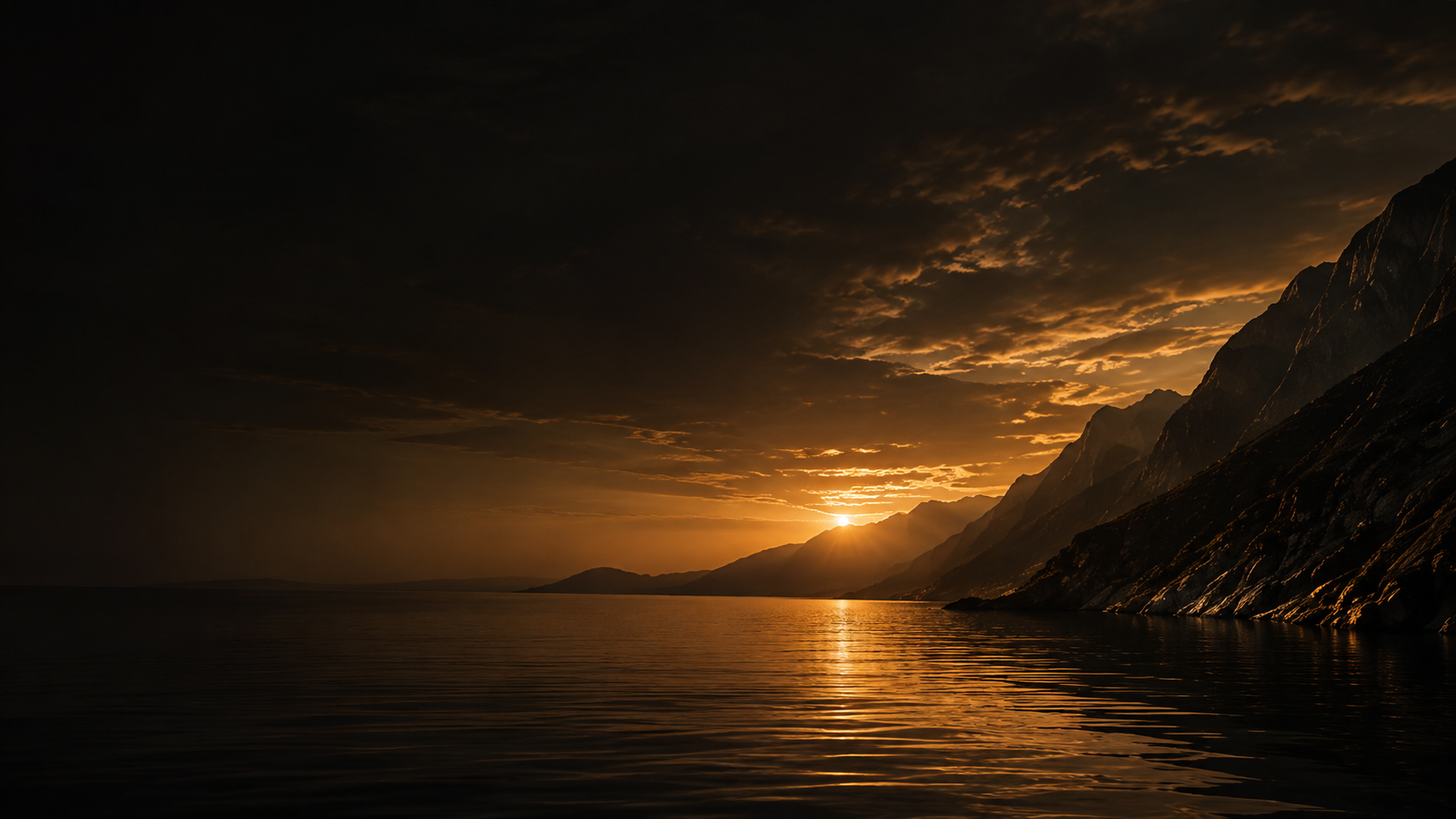 Lumière dorée sur la mer Caspienne